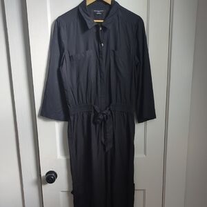 French Connection Women's Elkie Button Down Cargo Jumpersuit  Size S Black